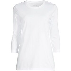 Lands’ End Women's 3/4 Sleeve Cotton Supima Tunic White Size 1X 16W-18W